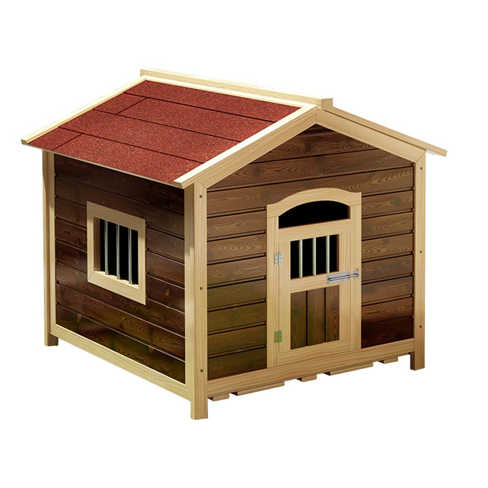 JHKGY Caseta De Madera para Perros De La Perrera Al Aire Libre,Muebles Impermeables Resistentes A La Intemperie para Mascotas,Caseta para Perros con Puerta para Uso Interior Y Exterior,Rojo,XL