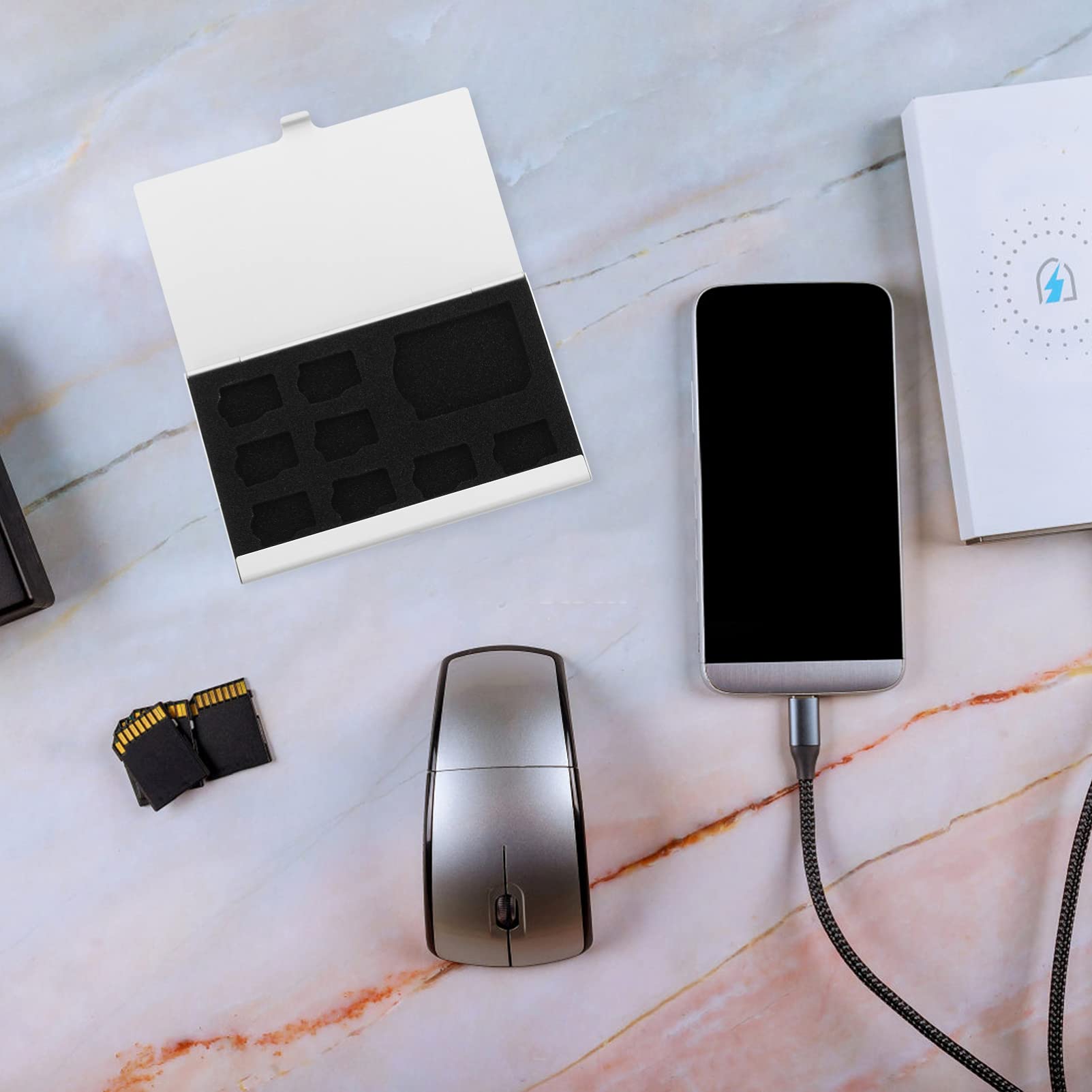 Balacoo Elegant Aluminum Alloy Memory Card Storage Box 9-Slot Mini Case for Card Holder