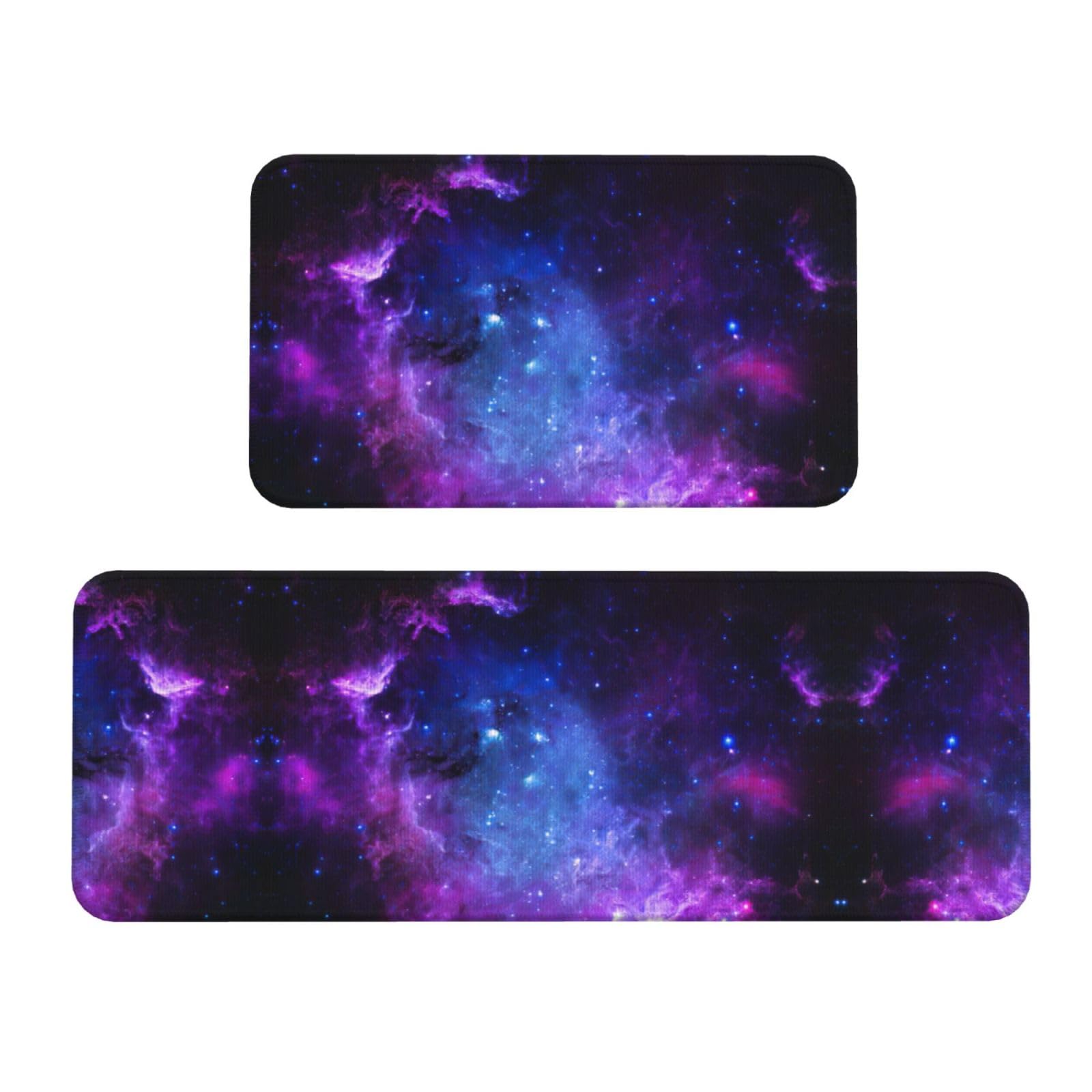 Tapis de cuisine antidérapants galaxie bleue de Noël pour évier