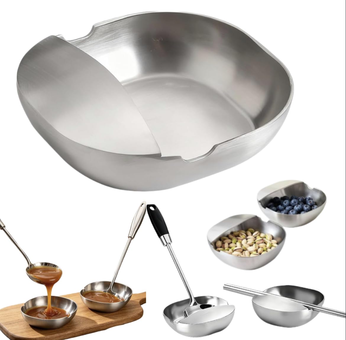 Photo 1 of 304 Stainless Steel Spoon Rest&Multipurpose Kitchen Utensil Holder,Self-Standing Ladle Holder with Stable Base for Stove Top, Large Spatula and Cooking Spoon Holder,Heat Resistant & Dishwasher Safe