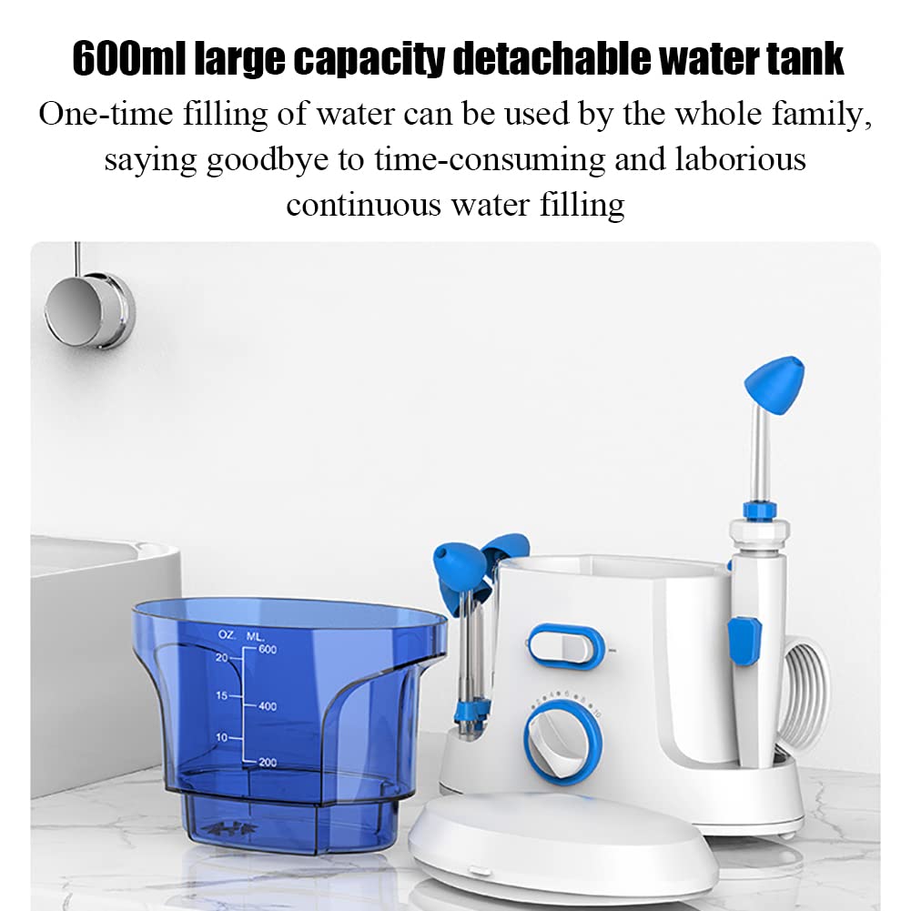Nasennebenhöhlenspülungssystem, elektrische Nasendusche mit 10-stufiger stufenloser Spannungsregelung, abnehmbarem 600-ml-Wassertank, um 360° drehbarer Düse, lindert Verschiedene Nasenprobleme