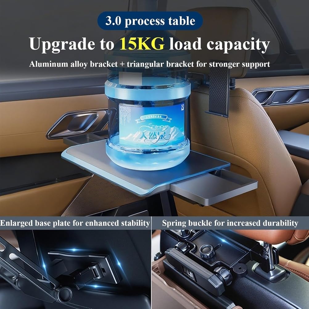 Genérico Mesa de Bandeja para Asiento de Coche de aleación de Aluminio Multifuncional, con Soporte para Tablet y teléfono móvil, Escritorio portátil y Plegable para Asiento Trasero, para Comer