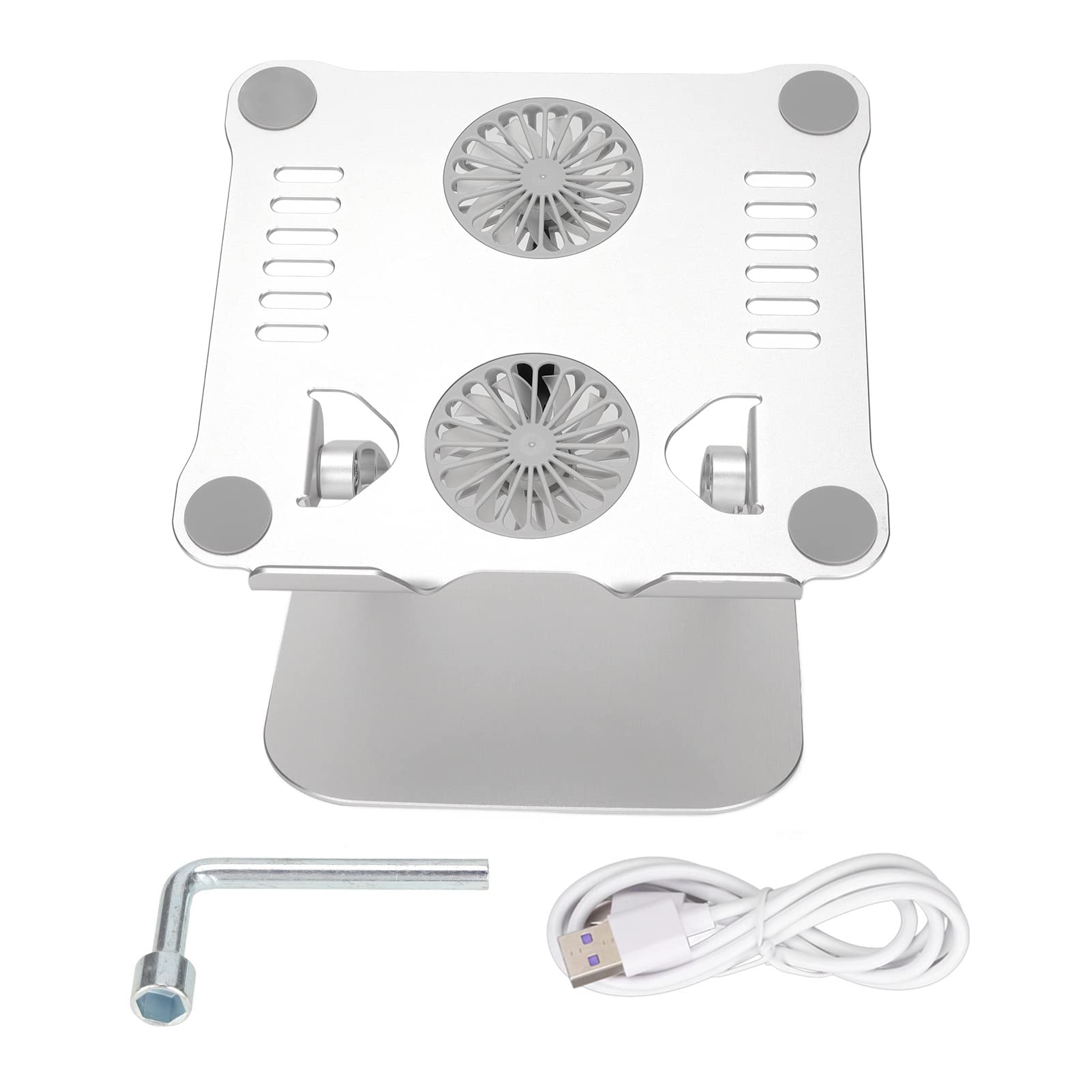 Soporte de Aluminio para Portátil con 2 Ventiladores para (Silver)