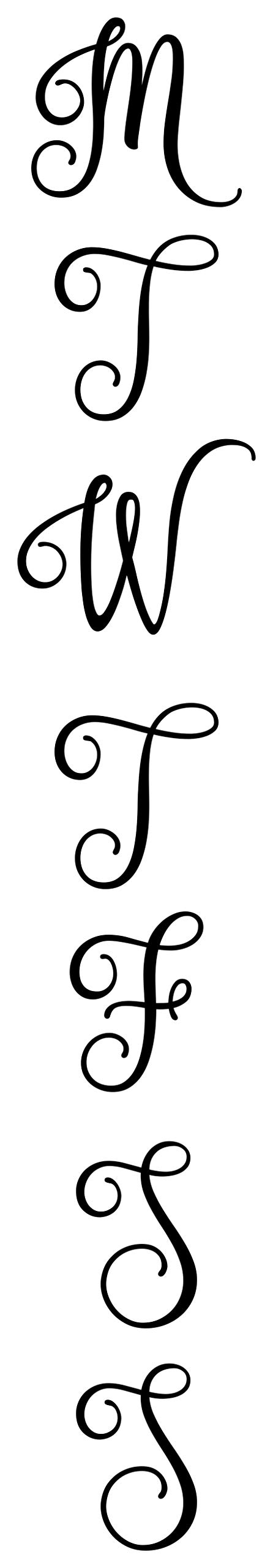 Days of the Week Initials 2