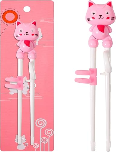 Palillos de entrenamiento para niños, con forma de animal linda, fácil de usar, palillos reutilizables de aprendizaje con entrenador acoplable para