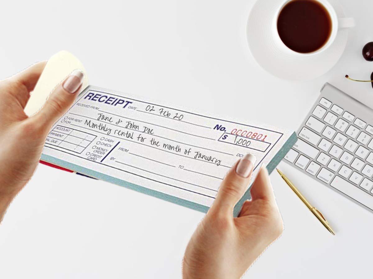 1 intheoffice Geld und Rent Rechnung, 2–3/4 x 5–3/20,3 cm, 2-teilig, selbstdurchschreibend, weiß/Kanarischen, 50 Sets pro Buch (2 Bücher)