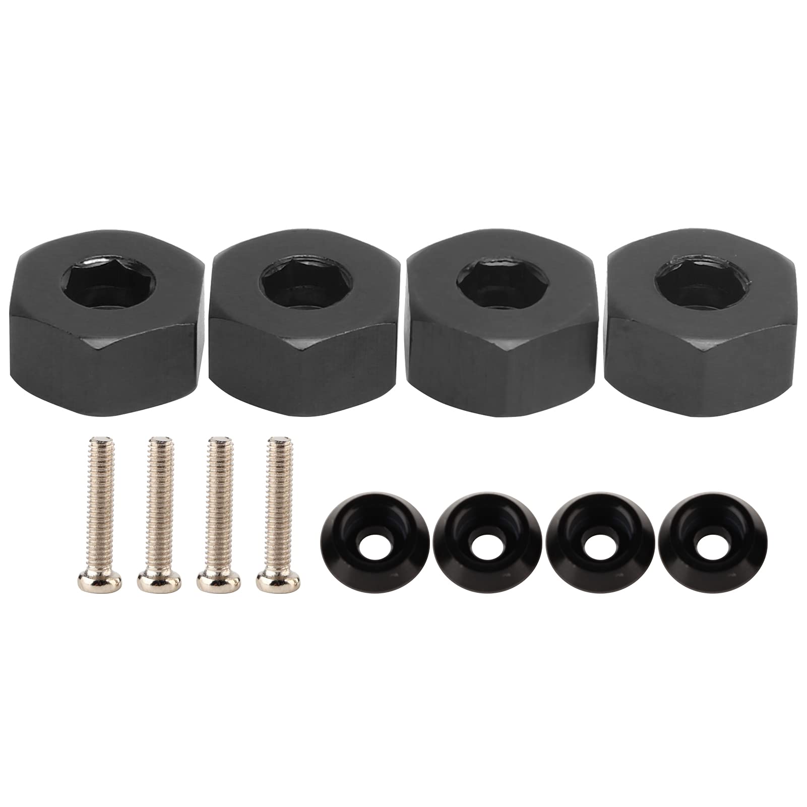 BONKZEBU 4pcs RC Hex Combiner , Wheel Hub Hex Adapter 5mm to 12mm Combiner Available for WPL D12 1/10 RC Model Trucks (Black BL)