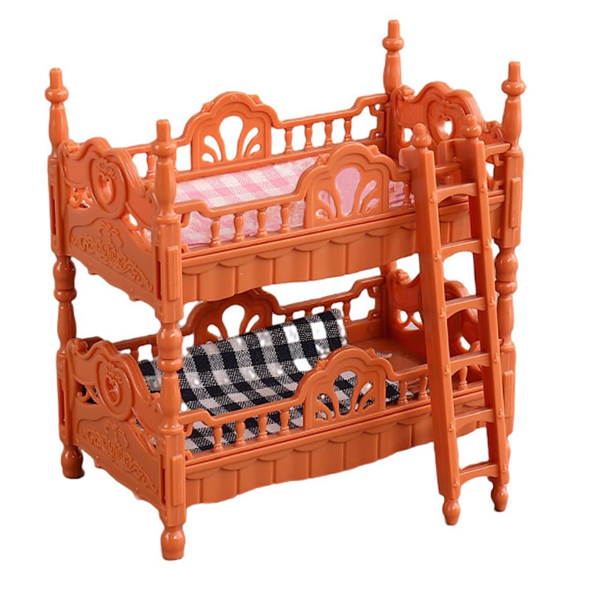 Ausi 1:12 Wooden Dollhouse Bunk Bed Miniature Furniture Set Doll Bunk Bed for Dollhouse Decor Photography Prop Ornament Brown