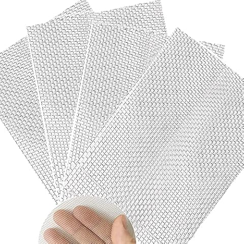 Steel Wire Mesh Hard and Heat Resisting Screen Mesh, 8”X12”(203mmX305mm) 304 Stainless Steel Woven Wire Mesh 1mm Hole 20 Mesh Air Vent Mesh Keep Rodent Out or Make Any Shapes (4 Pack) Cover
