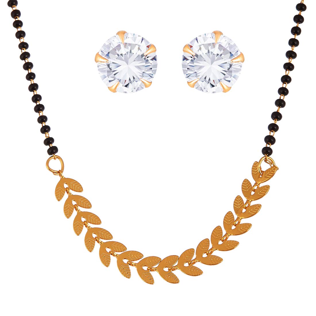 ZENEME Gold Plated Jewellery Mangalsutra Pendant Necklace with Chain Earrings For Girls & Women (Style 1) (B07WYLLPCV) Amazon Price History, Amazon Price Tracker