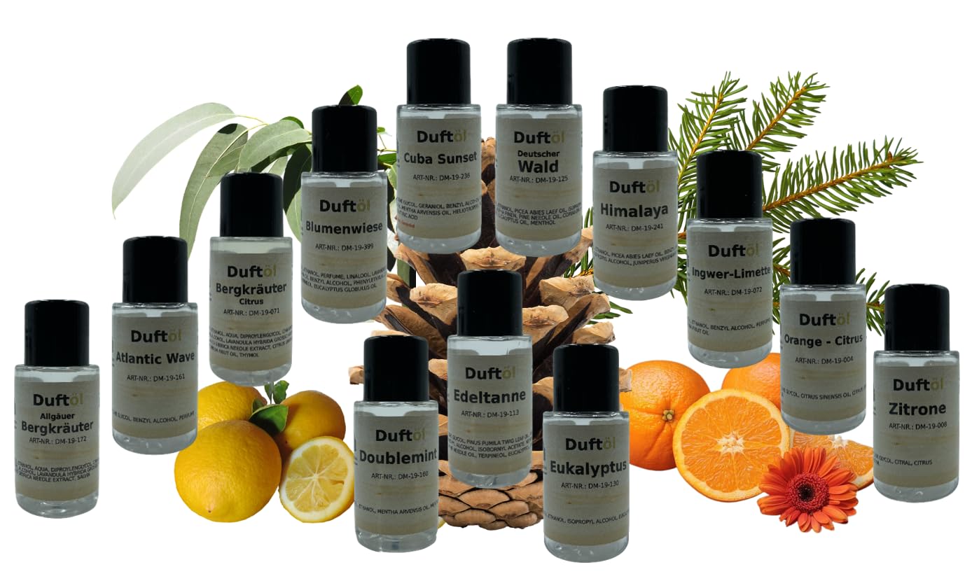 Dufte Momente | 13 x 20ml Duftöl | mit naturreinen ätherischen Ölen | für Duftlampe Diffusor Sauna Raumbeduftung und mehr | vegan und ohne Tierversuche