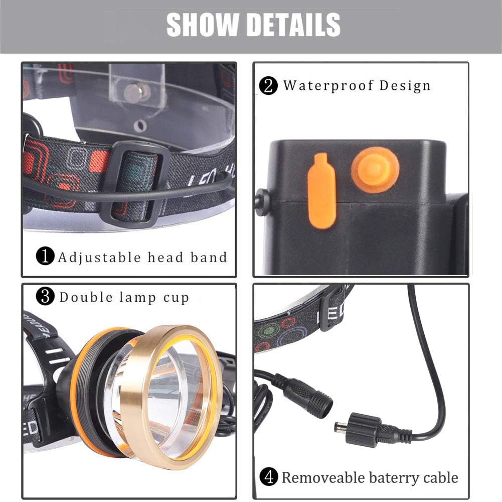 Gеt Sресіаl Prісе Yongkist Super Bright Headlamp High Power Headlight Rechargeable LED Spotlight with Battery Powered Flashlight Torch Waterproof Coon Hunting Light for Garden Outdoor Camping Fishing (White Light)
