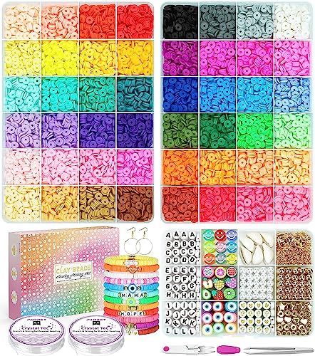 Bracelet Making Kit - 12000 Pcs Clay Beads, 48 Colors in 3 Boxes,...