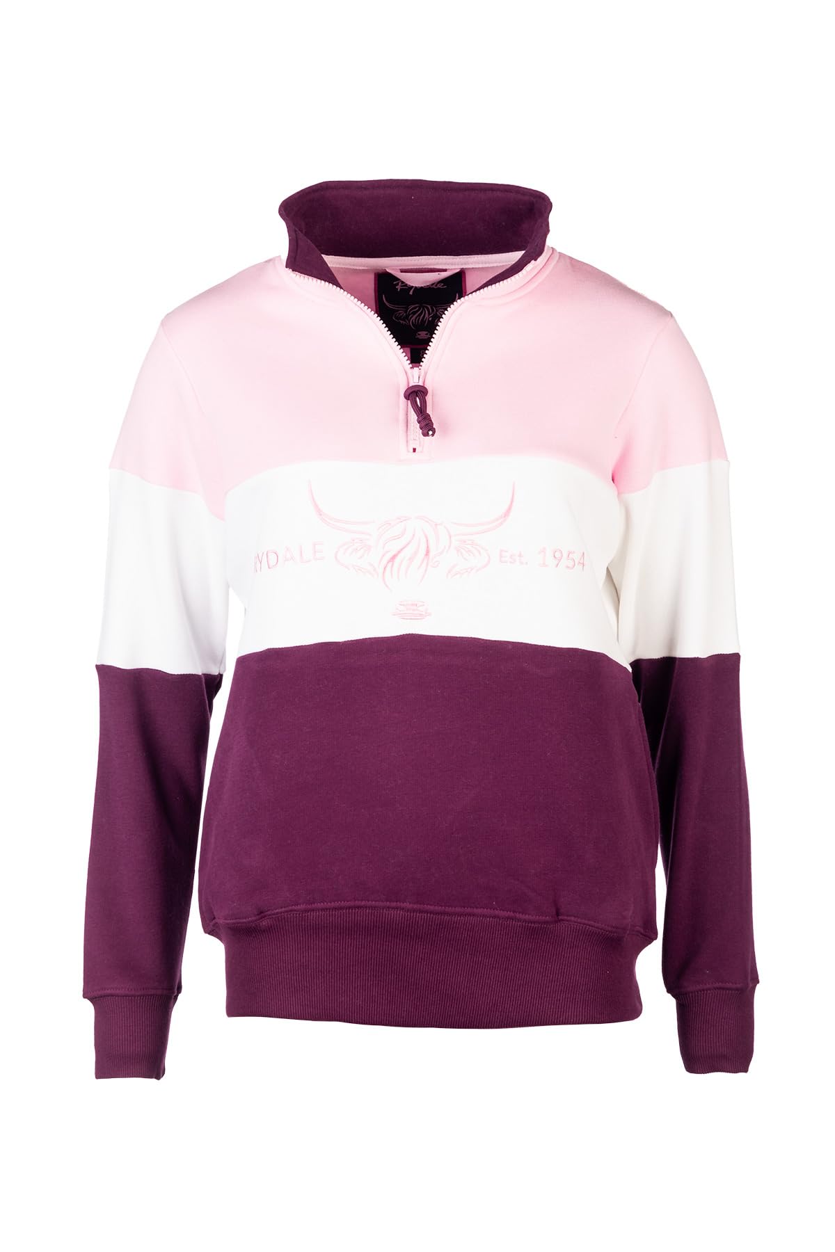 Rydale Ladies Country Sweatshirt Embroidered Women's Sweater Striped Women (UK, Numeric, 16, Regular, Regular, Cow Sorbet/White/Berry)