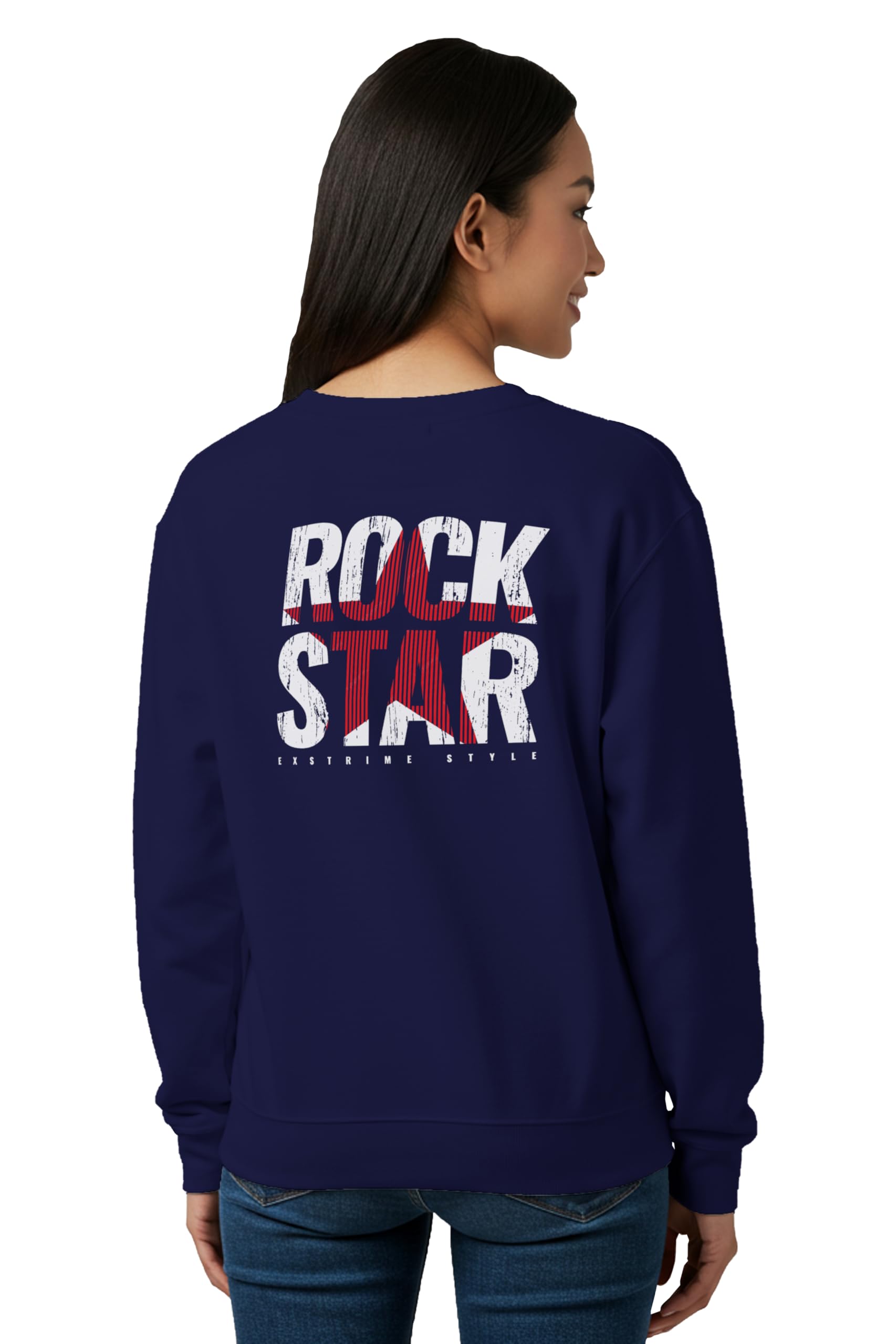 Sweatshirts for Women Rockstar Graphic Printed Long Sleeve Round Neck Gen Z Trending Stylish Sweatshirt-image-32