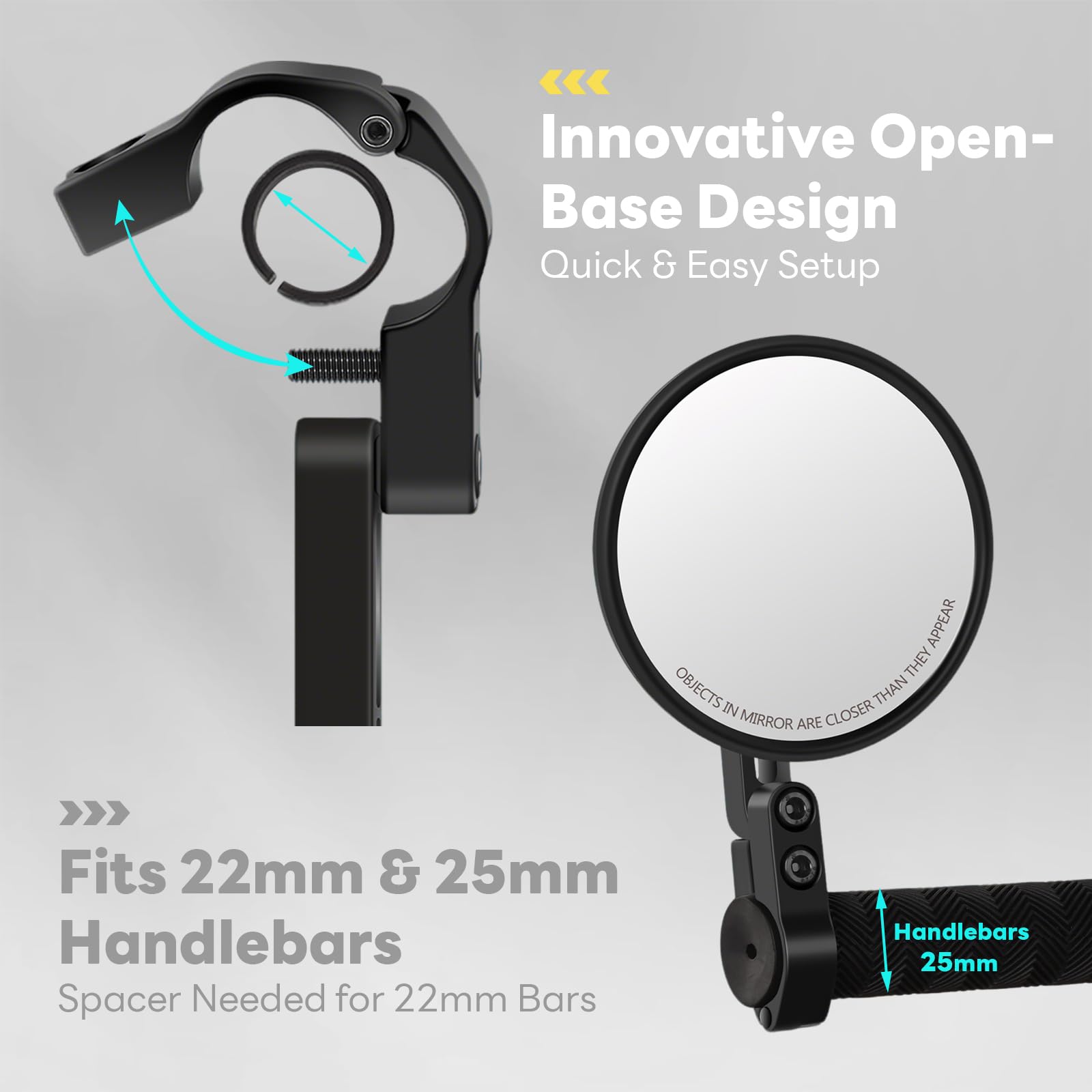 Rétroviseur Moto Lot de 2, CNC Retro Moto avec E-Mark Homologué, Retroviseur Velo Rotatifs à 360°, Retroviseur Embout de Guidon pour Moto, Scooter, ATV, Ebike, Velo