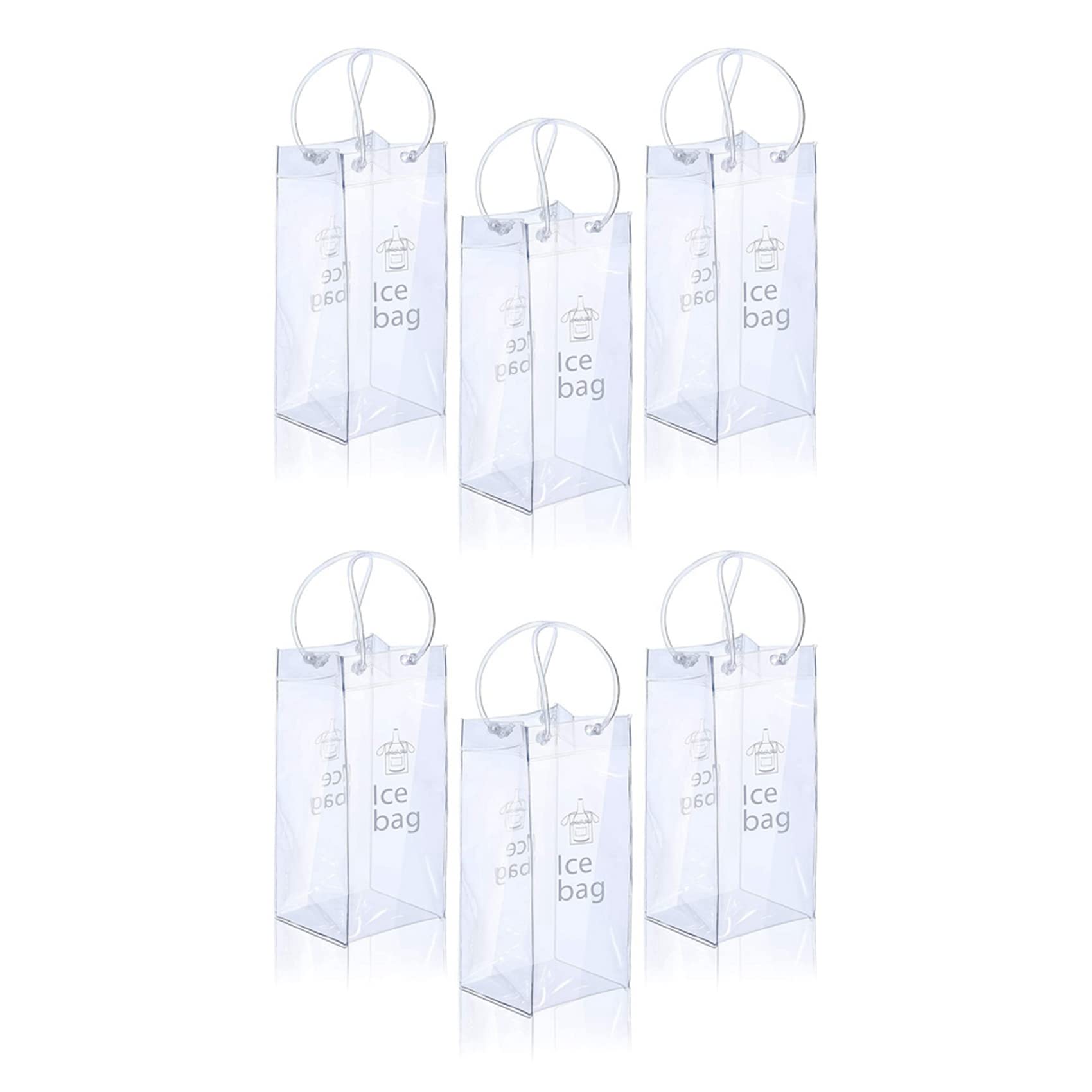 Hndhbfgrt 6 Pieces Portable Ice Wine Bag Wine Cooler Bag PVC Wine Pouch Bags with Handle for Champagne, Cold Beer, Wine