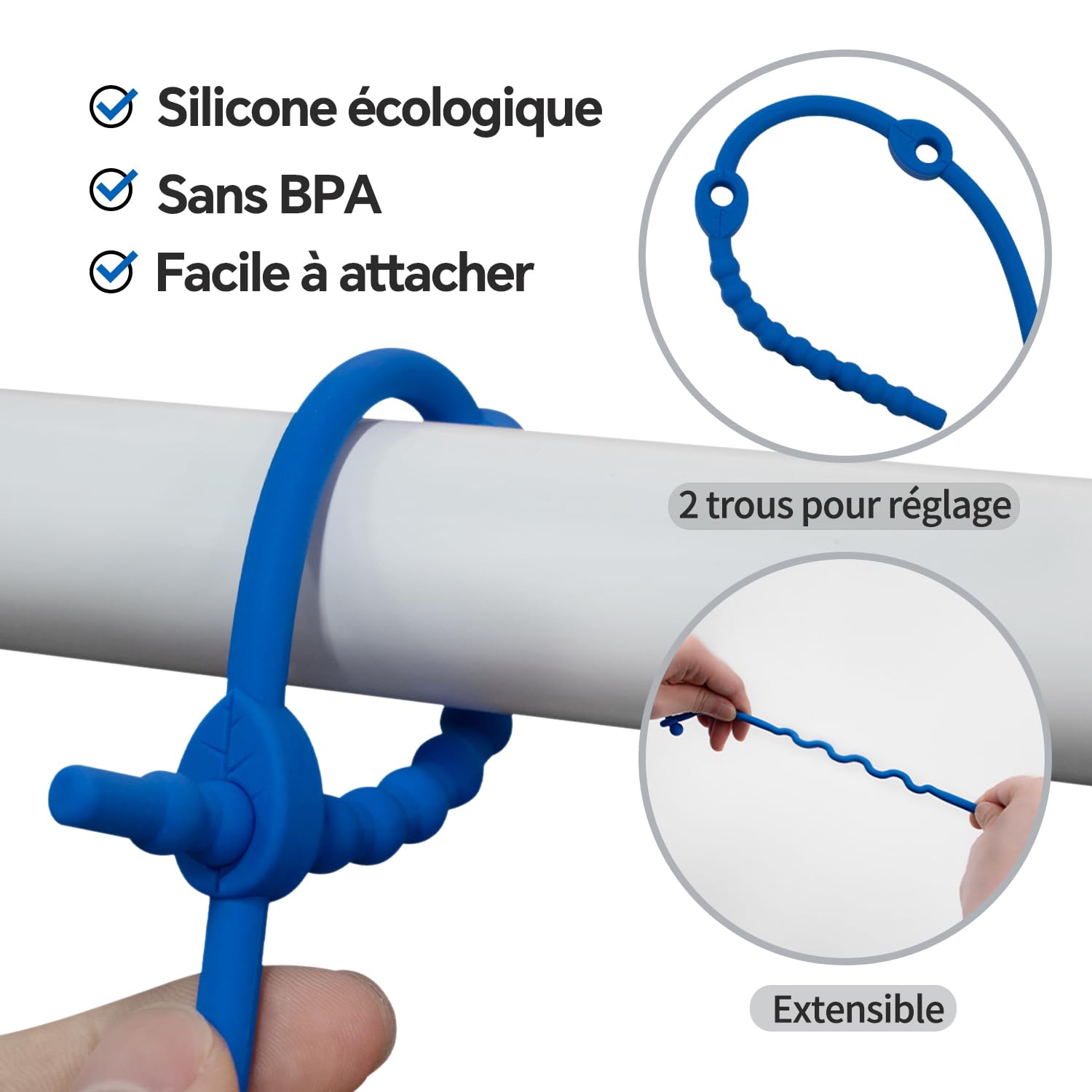 Sangles de jouets pour bébé - Lot de 5 sangles réglables en silicone pour bébé et sangles de gobelet pour poussettes, chaises hautes, berceaux, sièges de voiture, silicone de qualité alimentaire