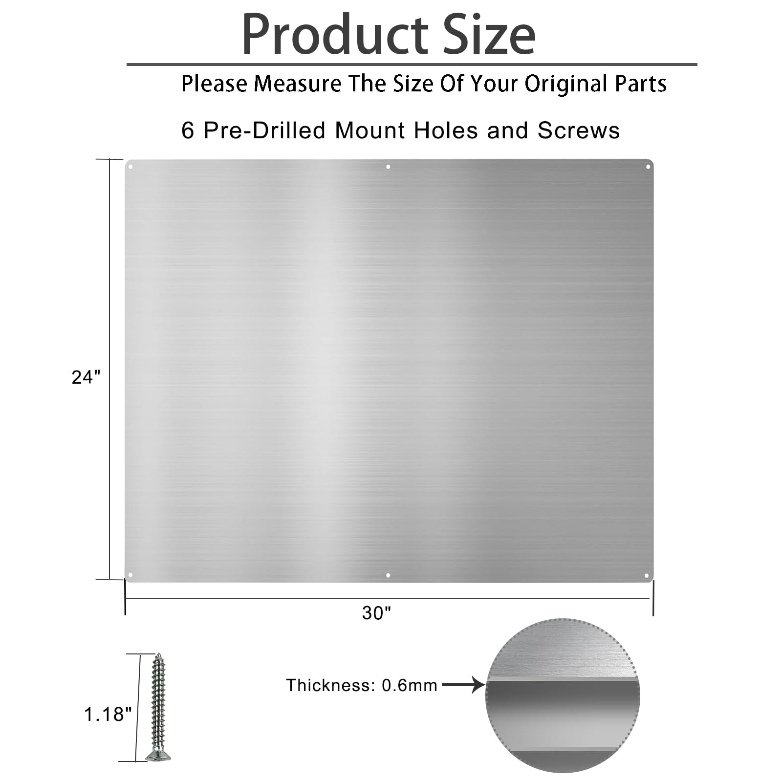 Protector contra salpicaduras de estufa de acero inoxidable de 24 x 30 pulgadas, campanas extractoras, panel de metal, protector de salpicaduras ultra plano para estufa, 6 agujeros preperforados 2