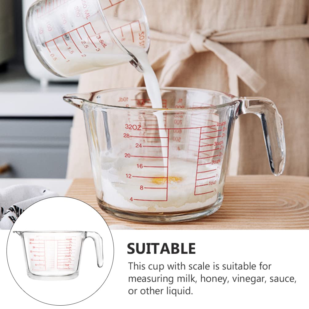 Zerodeko Glas Messbecher mit Großem Fassungsvermögen für Zuhause Küchenutensil mit Klaren Messmarkierungen für Milch und Kaffeemessungen Backzubehör