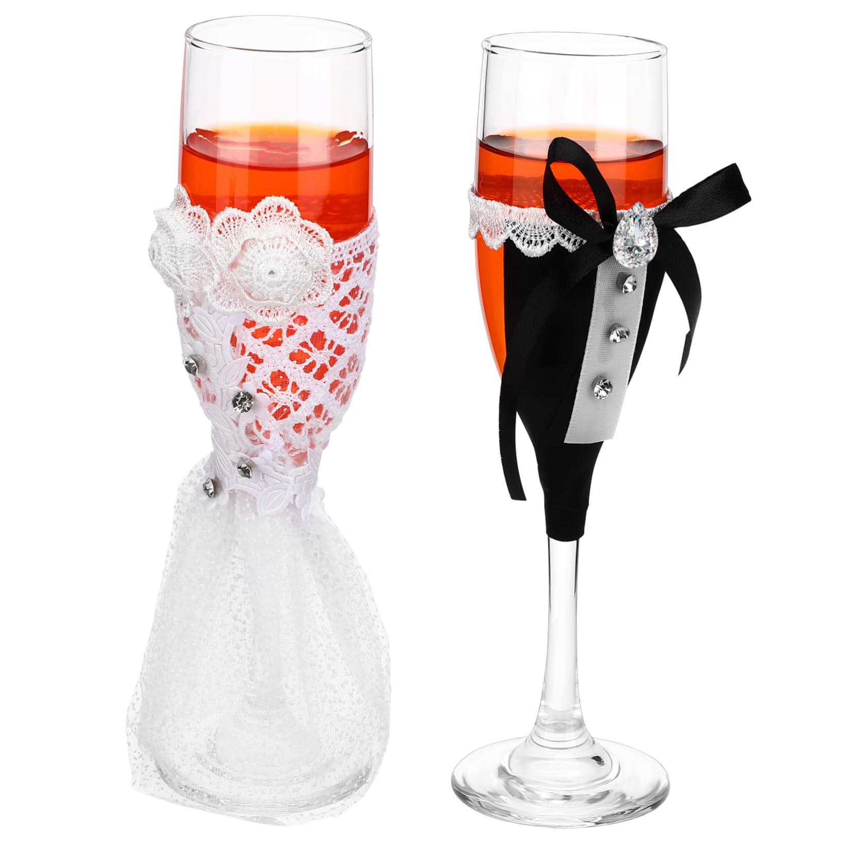 Verres de mariage cadeau idéal flûtes à vin haut de gamme décoratives pour toast des mariés