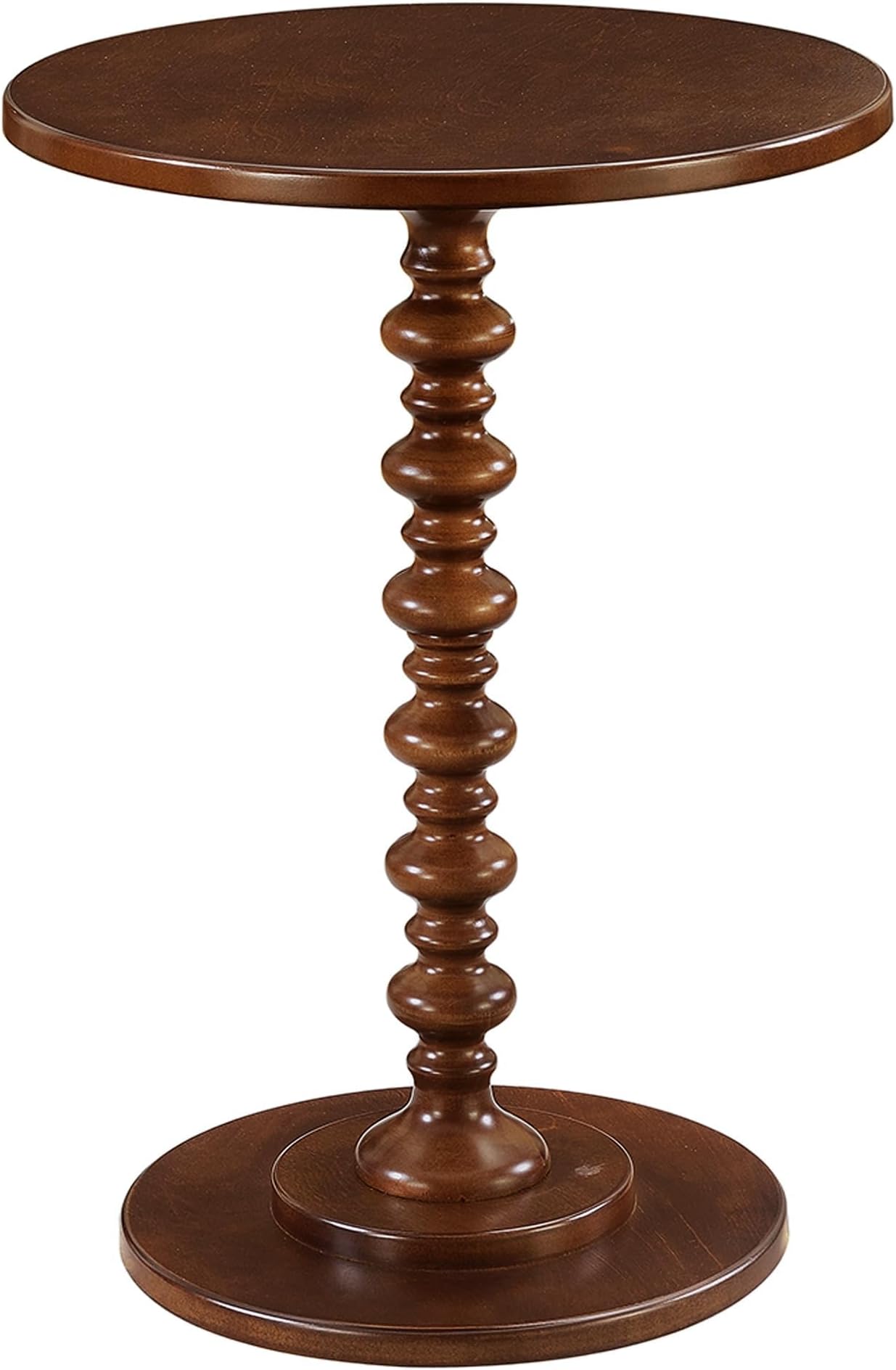 Palm Beach Spindle Table 17.75" - Traditional Round End Table for Living Room, Turned Solid Wood Side Table, Classic Display Pedestal Table, Espresso