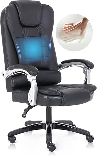 Silla de oficina ejecutiva grande y alta, silla ergonómica de escritorio para el hogar, silla giratoria reclinable de piel sintética, respaldo alto,