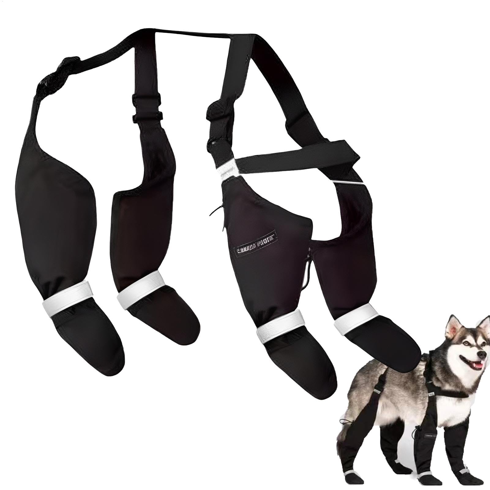 Jiimhte Waterproof Dog Boots Paw Protector, Adjustable Dog Shoes Dog Suspender Boots Cover With Adjustable Auxiliary Strap Dogs Rain Shoe Booties Paw Protectors Suspender Dog Boots Leggings