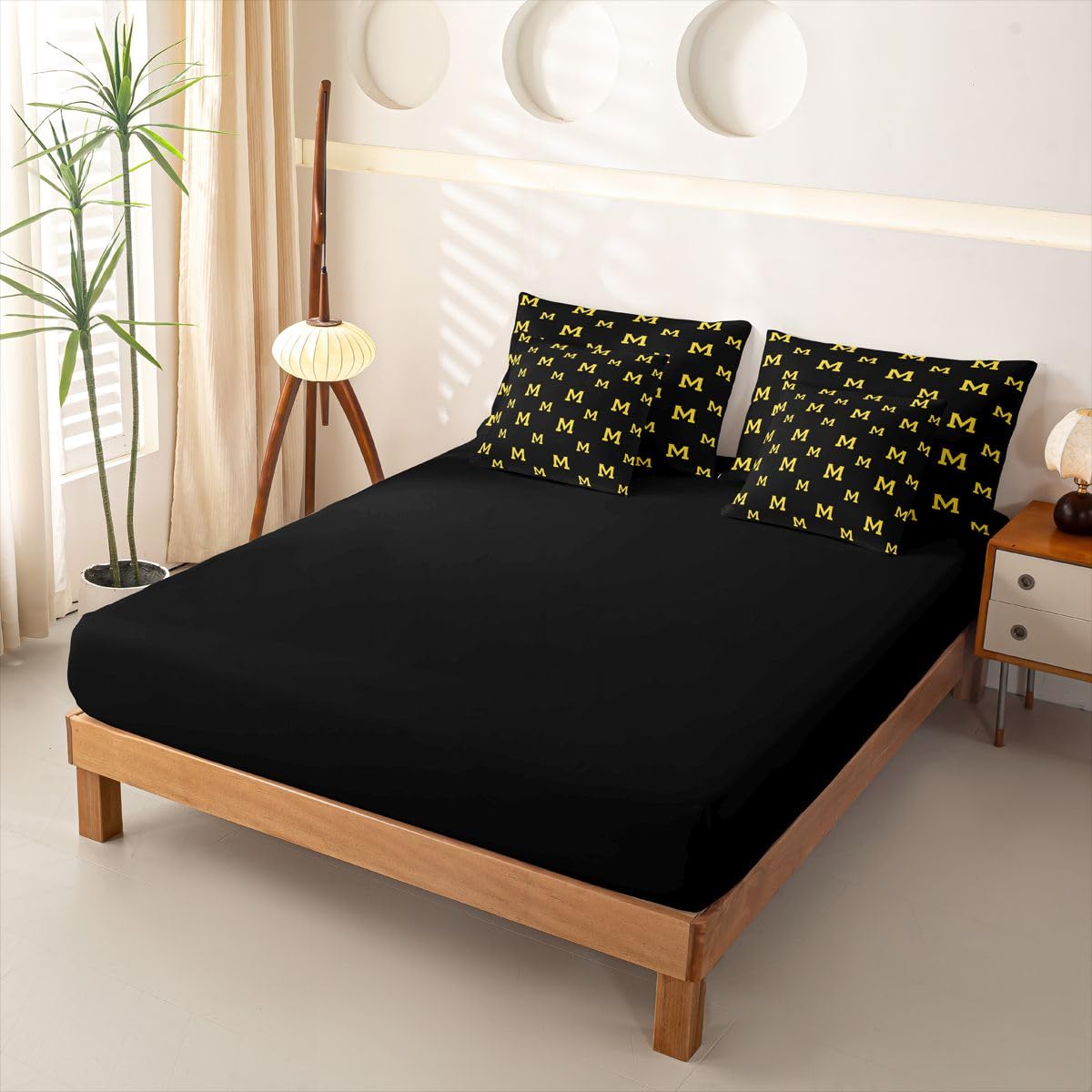 Loussiesd Set di biancheria da letto con copripiumino giallo nero con lenzuola, 7 pezzi, per bambini, ragazzi e ragazze, letto da baseball in una borsa, decorazione per la stanza dei giochi di