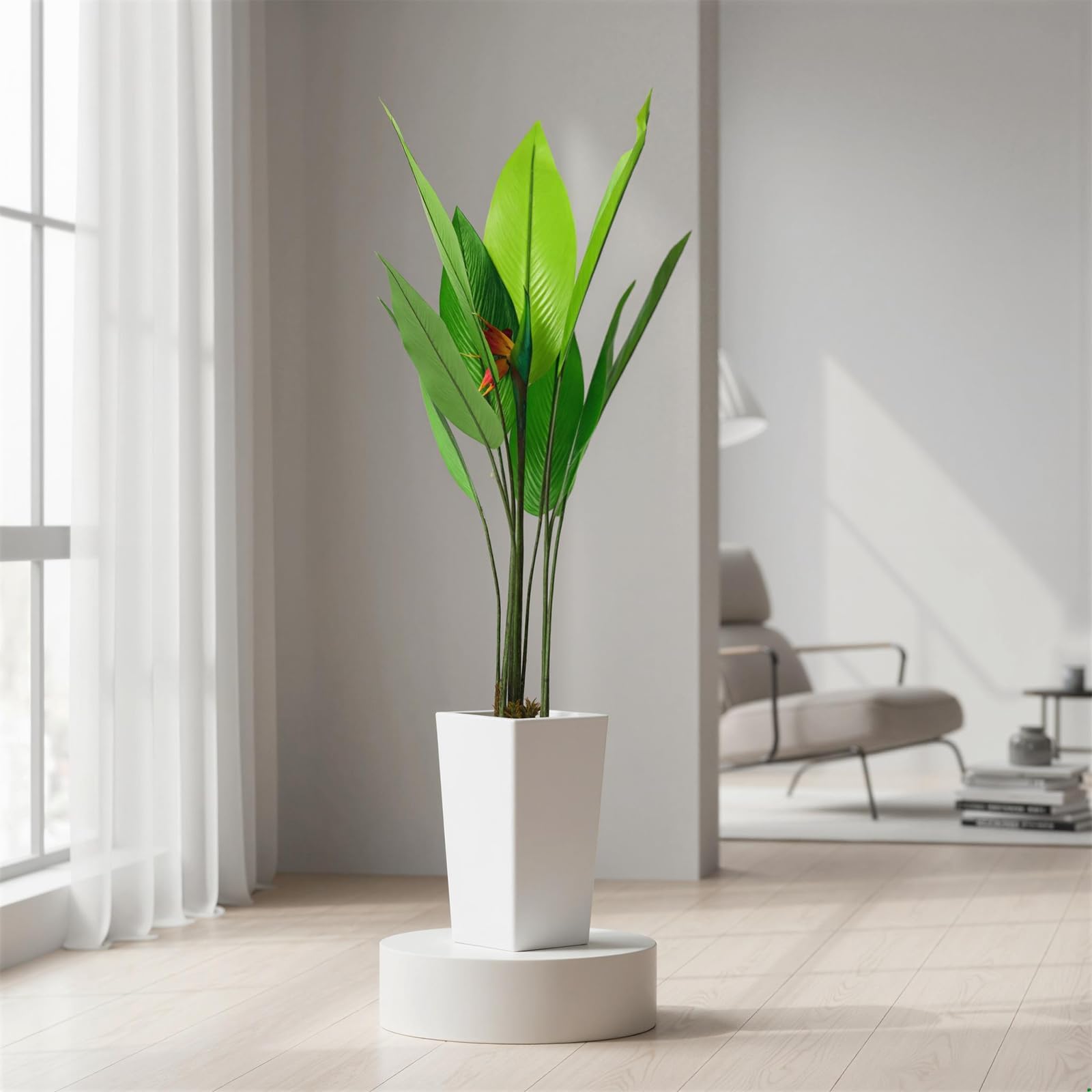 Künstliche Pflanzen Mit Blumentopf, 147cm - Dekorative Bodenpflanze Für Wohnzimmer, Büro, Eingangsbereich, Außen & Haustür - Kunstpflanzen Deko