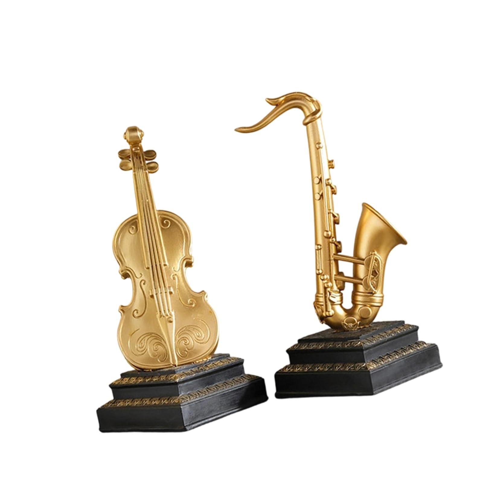 ZXFJYUIP Musical Instrument Ornaments Saxophones Violins Vintage Style Bookshelves Living Room Decorations(Combination)