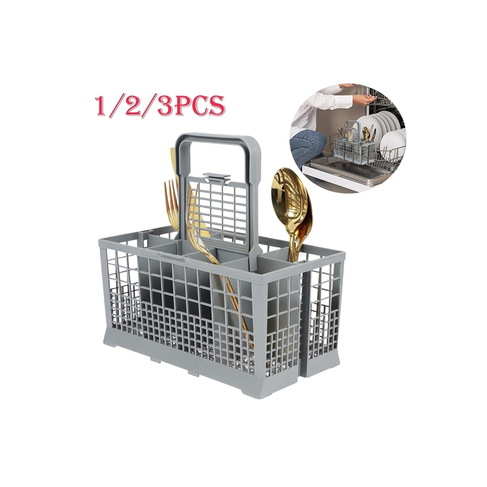 Cesta for Cubiertos for Lavavajillas, Cesta Plegable Universal for Lavavajillas, Estante De Repuesto, Accesorio, Soporte for Cubiertos for Cocina, Tenedor, Cuchara(2pcs)