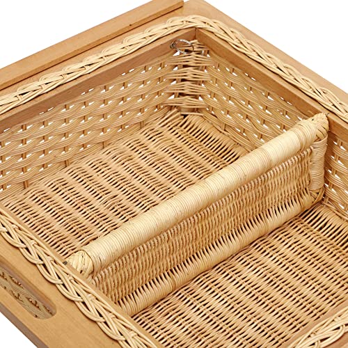 Image of Wicker Rectangular Basket For Modular Kitchen For Vegetables And Fruits Storage (Size: 22.25 W Inches Including Channel) (22.25 inch W X 20 inch L X 8 inch H(Single Partition)),Beige