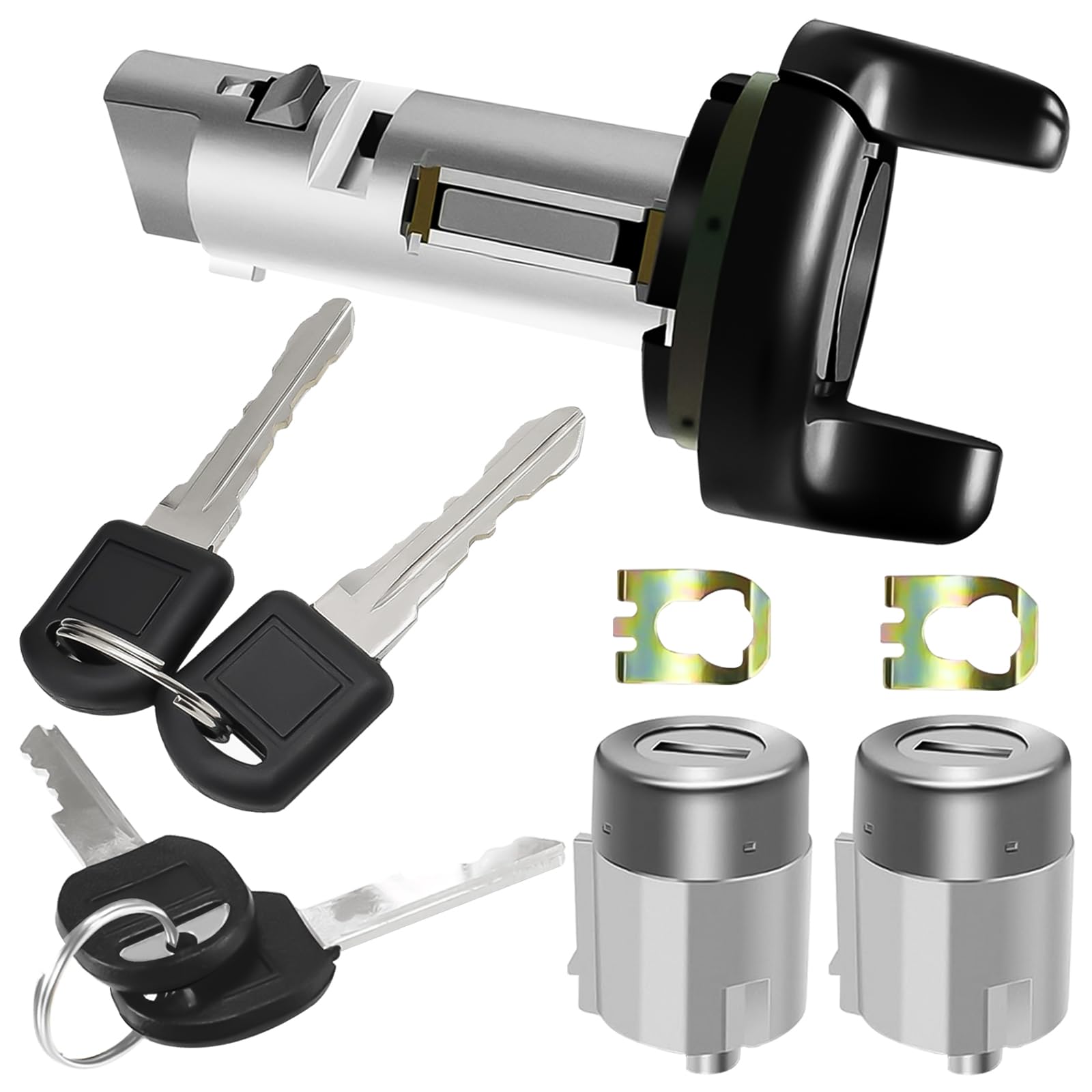 Ignition & Door Lock Cylinder Kit with 4 Keys Compatible for Chevy GMC C/K Pickup Suburban Tahoe Yukon 1995-1997 Replace OE Number 702671 * 1 + 702674