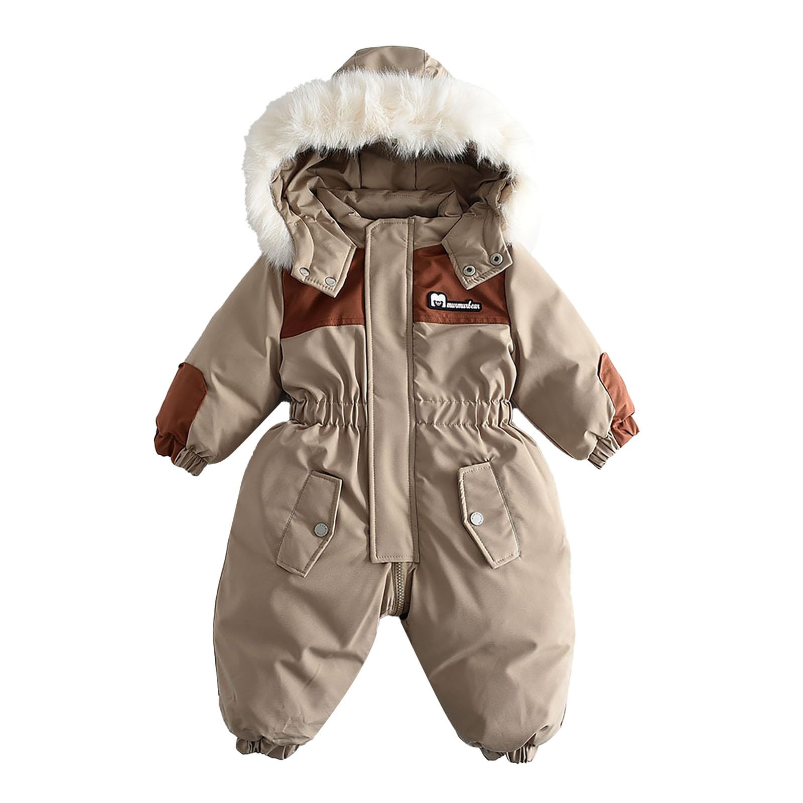 Combinaison de Ski pour Enfant Combinaison de Neige Hiver Barboteuses à Capuche Duvet Fille Garçon Doudoune à Capuche avec Manches Longues Combinaison de Ski Épais Tenues d'hiver pour 1-4 Ans