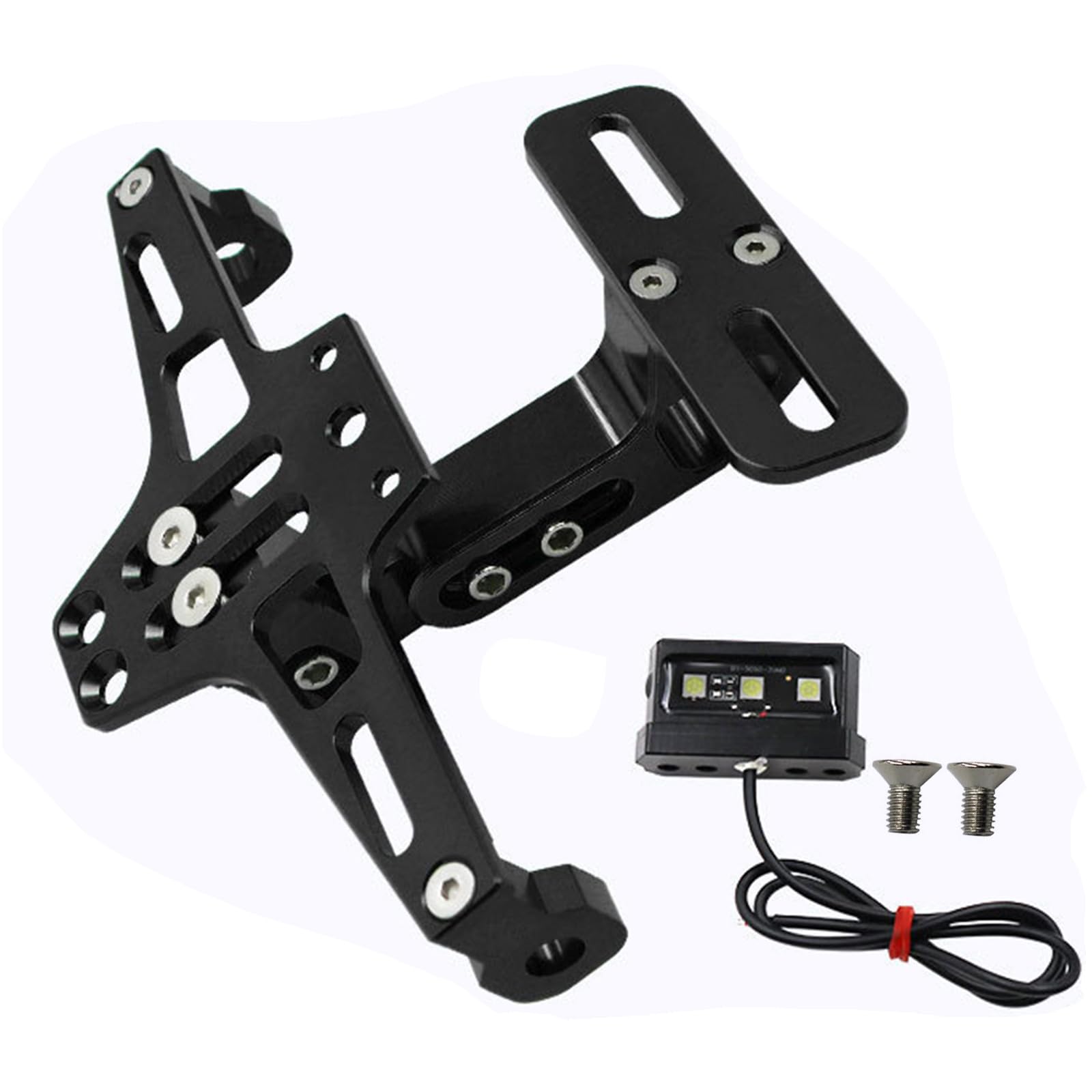 Telaio per targa in alluminio con luce a LED integrata Elegante portatile moto regolabile in alluminio staffa per licenza