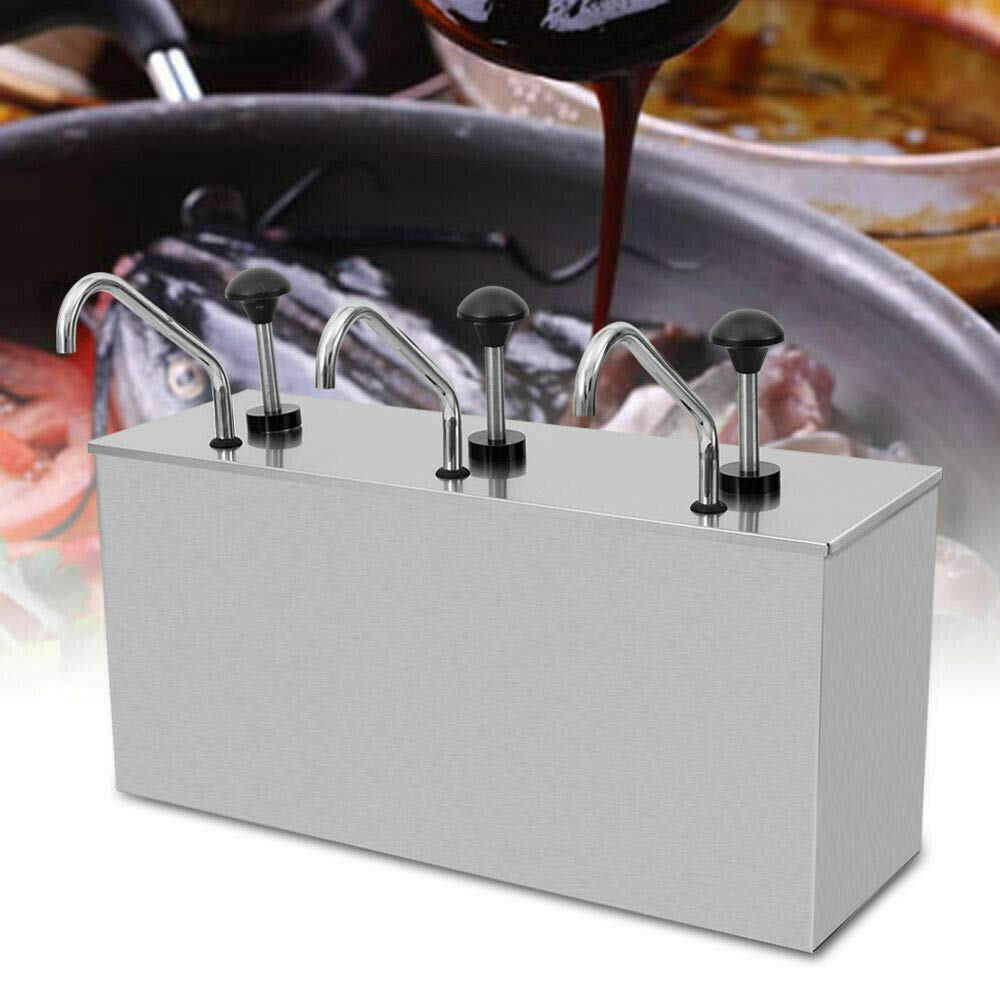 Produktbild von 4L Ketchup-Spender Mit 4 Drehbaren Pumpen – Edelstahl Soßenflasche Für Grillsoßen, Salatdressing, Senf, Honig & Schokosoße