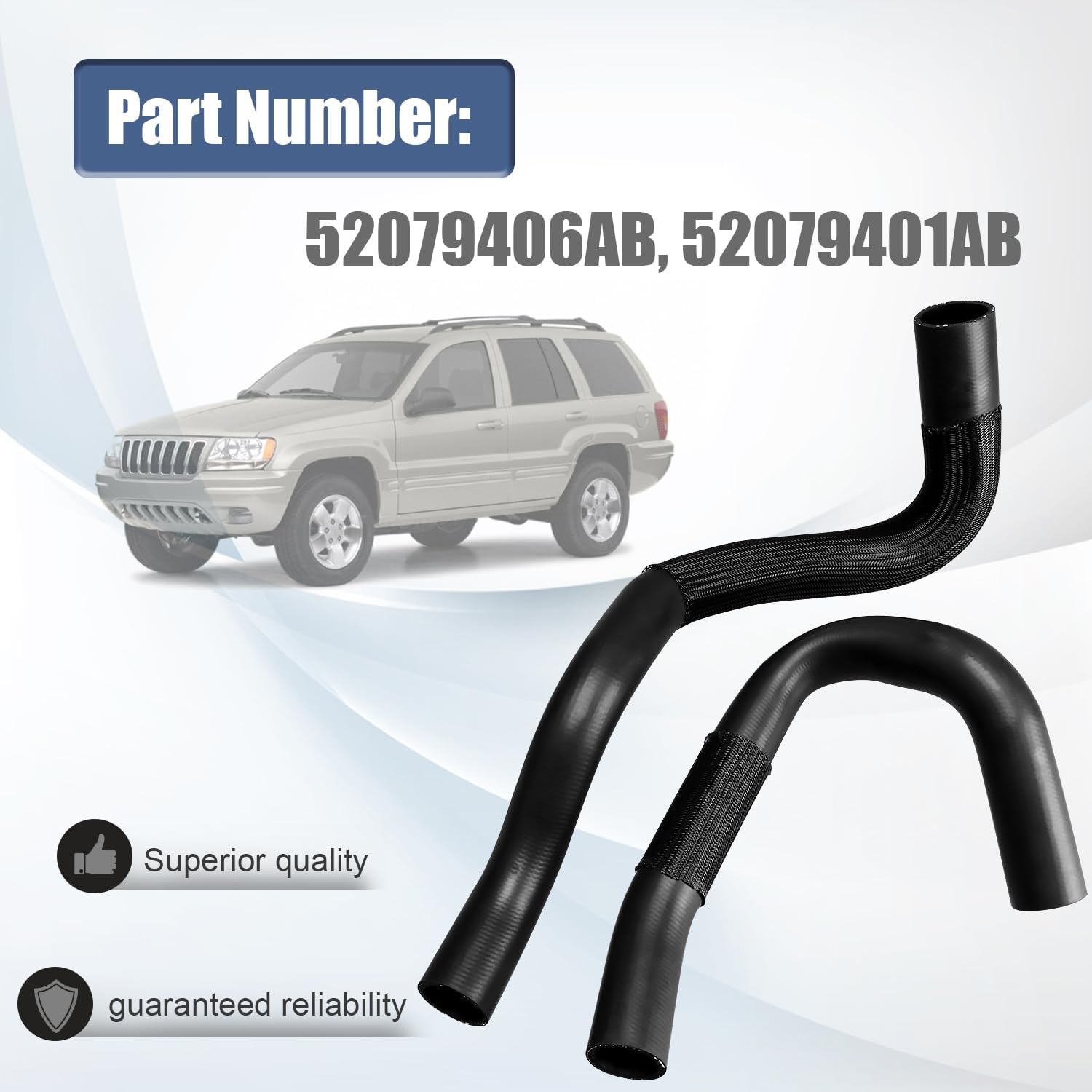 COOL STAR Upper and Lower Radiator Coolant Water Hose Compatible with Jeep Grand Cherokee 4.0 1999-2004 Replaces 52079406AB 52079401AB
