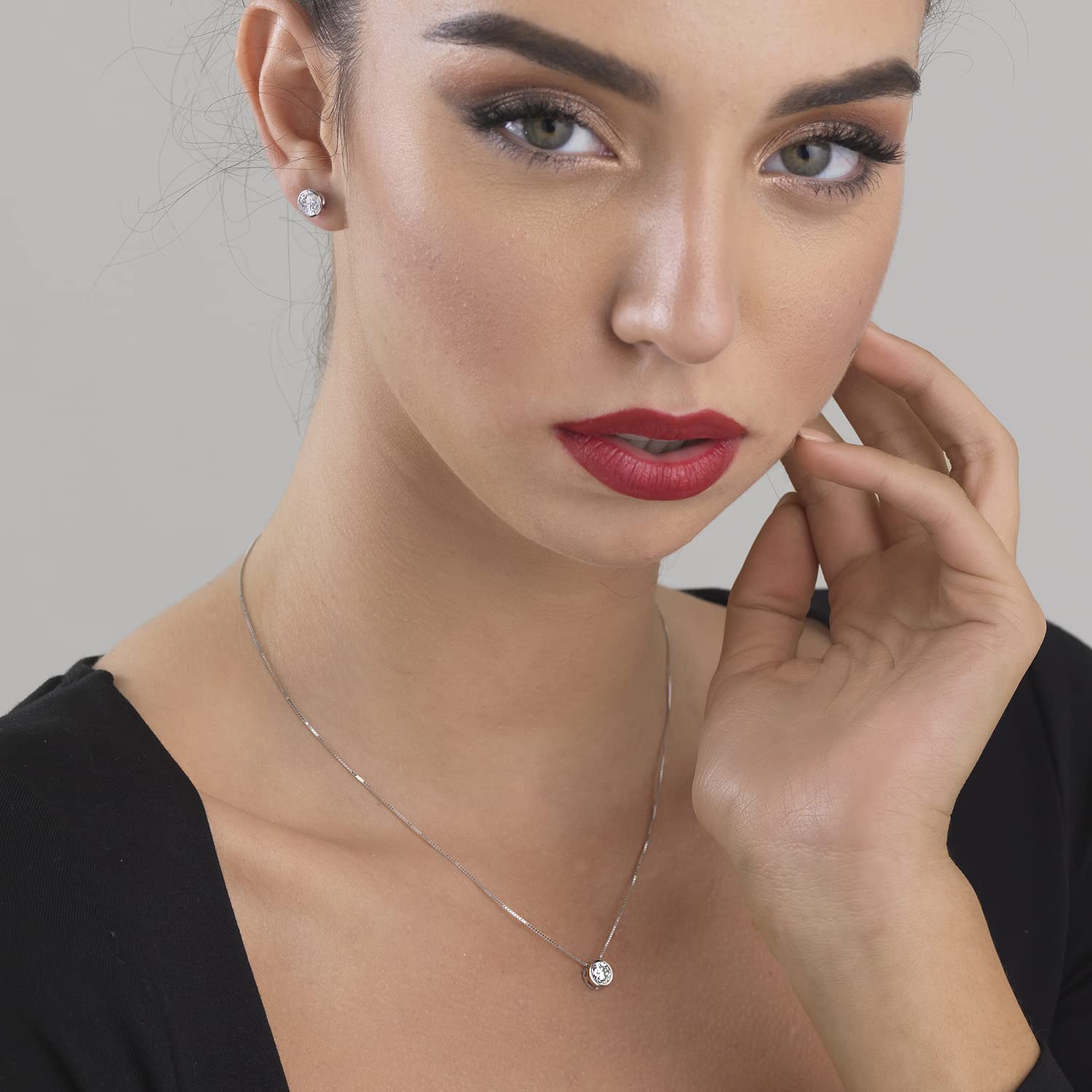 inSCINTILLE Collana Donna Argento 925 Rodiato Punto Luce a Cipollina con Zirconia Cubica – Regolabile 40-45 cm – Gioiello Elegante Idea Regalo