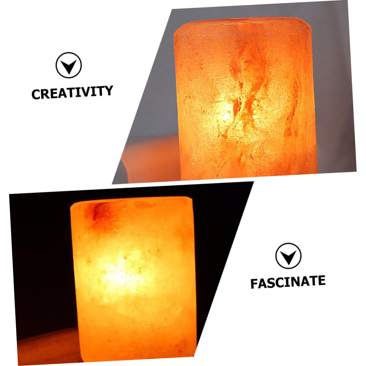 HOMSFOU 2piezas Lámpara De Sal De Cristal Led Cilíndrica Para Mesita De Noche Luz Decorativa De Sal Diseño Artesanal Para Crear Románticos El Hogar
