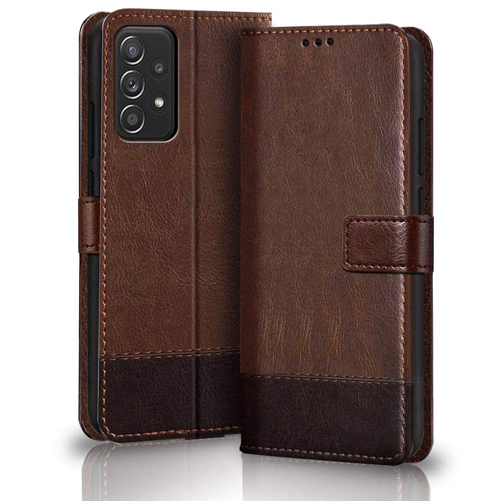 TheGiftKart Flip Back Cover Case for Samsung Galaxy A13 4G | Dual-Color Leather Finish | Inbuilt Stand & Pockets | Wallet Style Flip Back Case Cover for Samsung Galaxy A13 4G (Brown & Coffee) (B09WZ16HF5) Amazon Price History, Amazon Price Tracker
