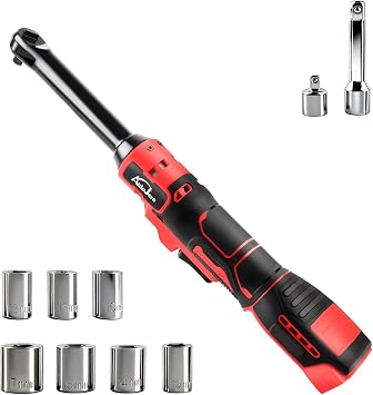 Extended Cordless Electric Ratchet Wrench 65 ft-lbs 3/8" Drive Power Ratchet Tool Compatible with Milwaukee 18V Battery No Battery with 7pcs Socket, 1/4" Socket Adapter and 3" Extension
