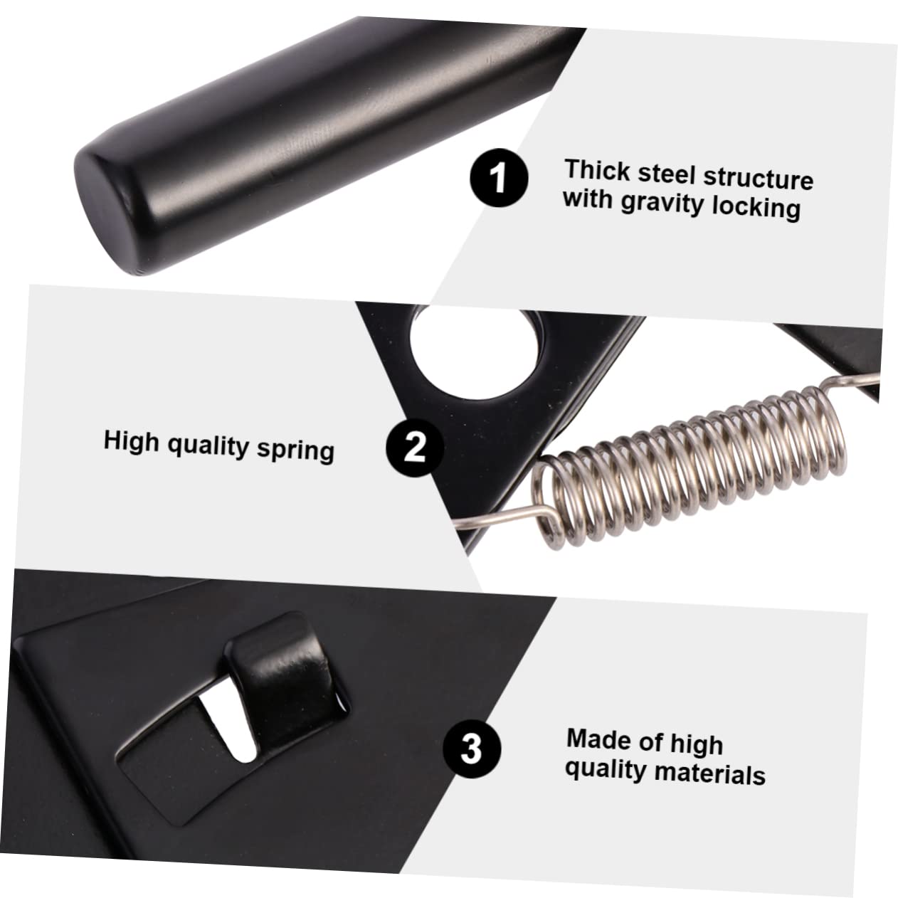 Loquet de Portail Autobloquant Noir pour Montage sur Poteau