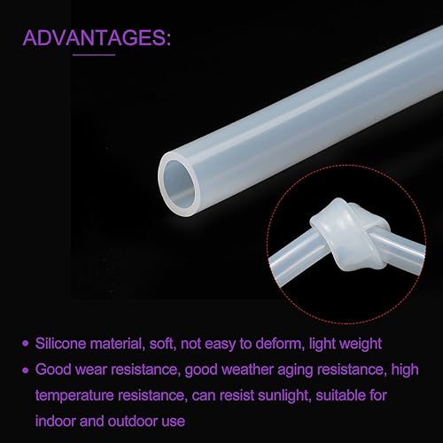 Miniatura 5 de DMiotech 0.630 in ID 0.709 in OD 3.3 pies tubo de silicona translúcido tubo de silicona industrial para bomba de aire de agua