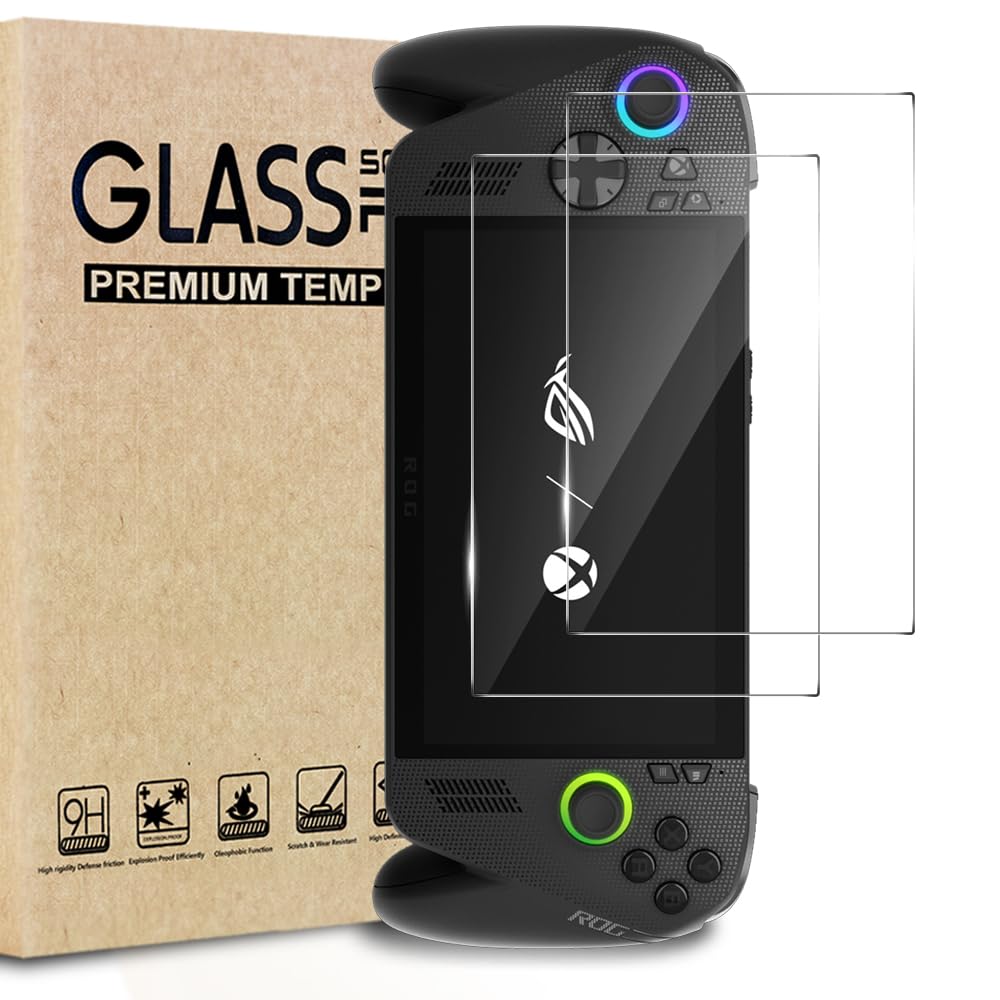 TQLGY 2 Pack Tempered Glass Screen Protector for ASUS ROG Xbox Ally X & Xbox Ally 2025 and ROG Ally X 7-inch, Ultra HD, Anti-Scratch, Fingerprint, Bubble Free