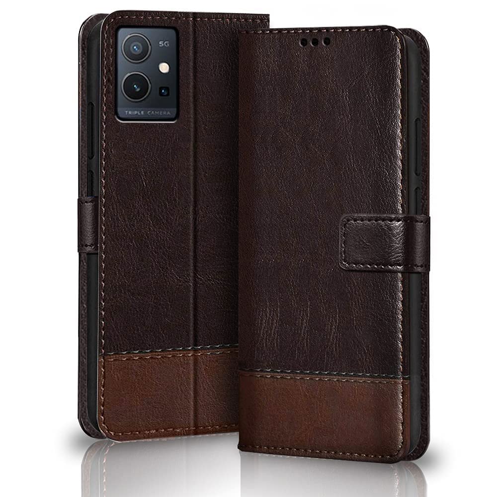 TheGiftKart Flip Back Cover Case for Vivo T1 5G / Vivo Y75 5G / iQOO Z6 5G | Dual-Color Leather Finish | Inbuilt Stand & Pockets | Flip Cover Case for iQOO Z6 5G / Vivo T1 5G / Y75 5G (Coffee & Brown) (B09SF4SDYB) Amazon Price History, Amazon Price Tracker
