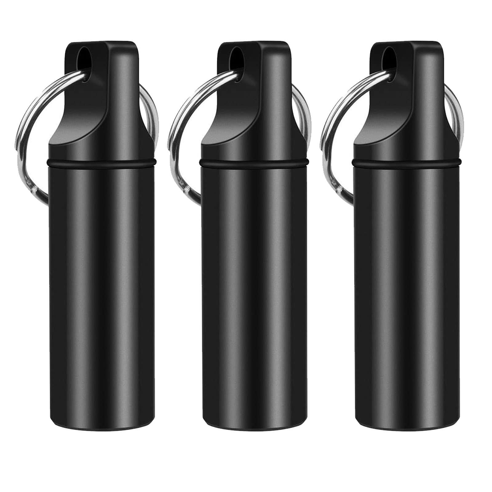 NUTJAM 3 Pack Keychain Medication Pill Boxes, Weekly Waterproof Portable Mini Travel Pill Case,7 Day Vitamin Organizer, Daily Medicine Bottle ?Black?