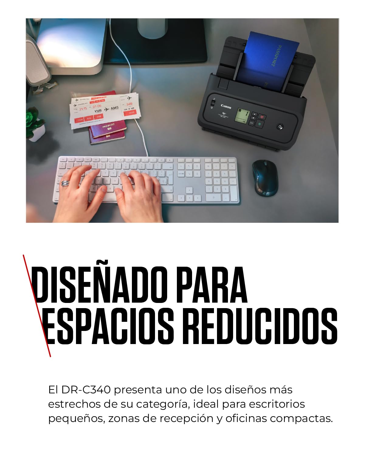 Canon imageFORMULA DR-C340 Escáner de Documentos A4 | Diseño Ultracompacto y Procesamiento Avanzado de Imagen para Oficina | Alimentador de 100 Hojas | con Canon CaptureOnTouch Pro