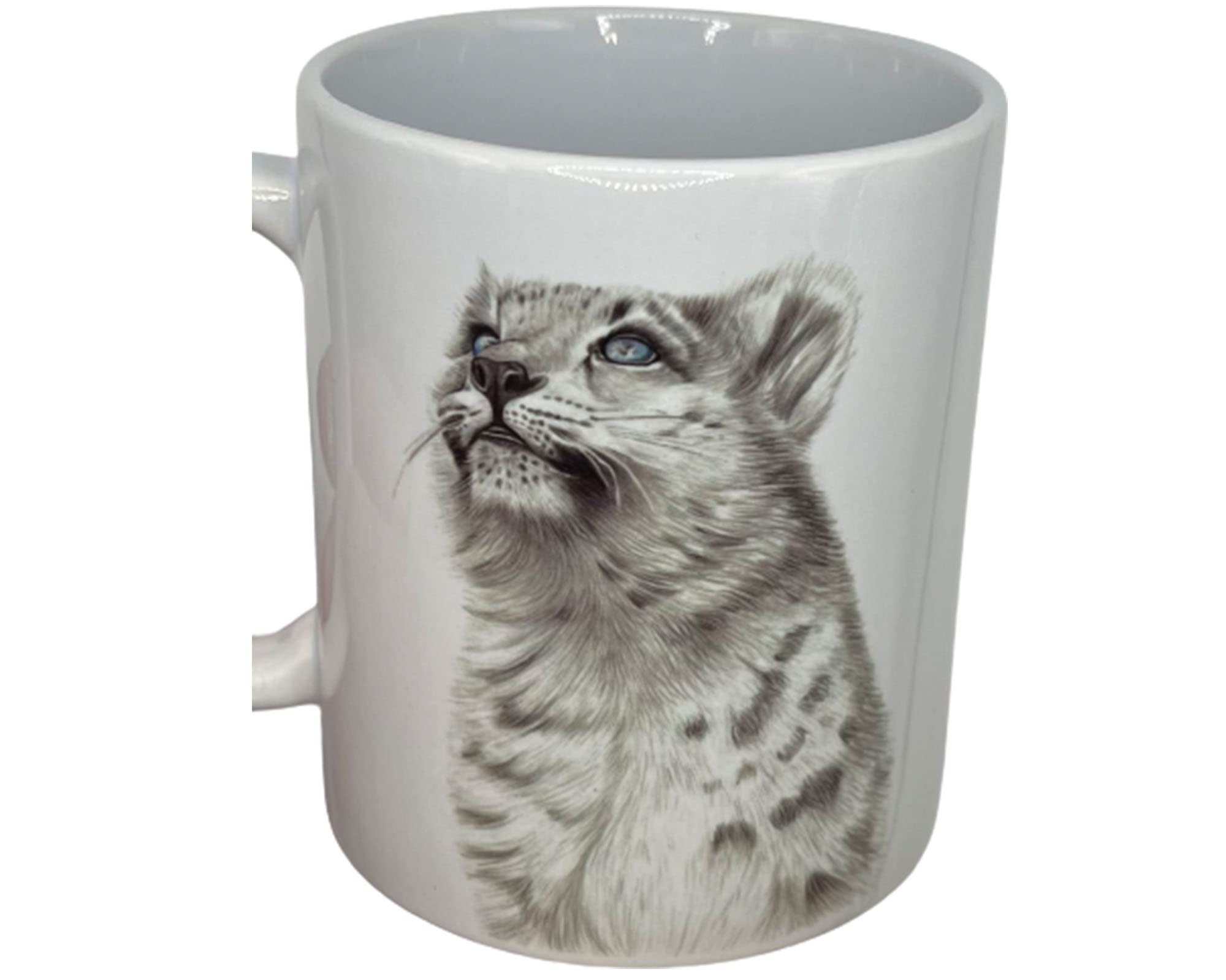 Beautiful 11oz Snow Leopard Designed Mug great gift for family, friends or colleagues (Pink)
