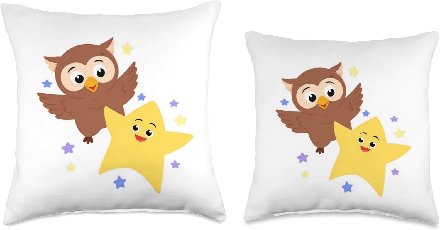 Twinkle Twinkle: Owl & Star Throw Pillow